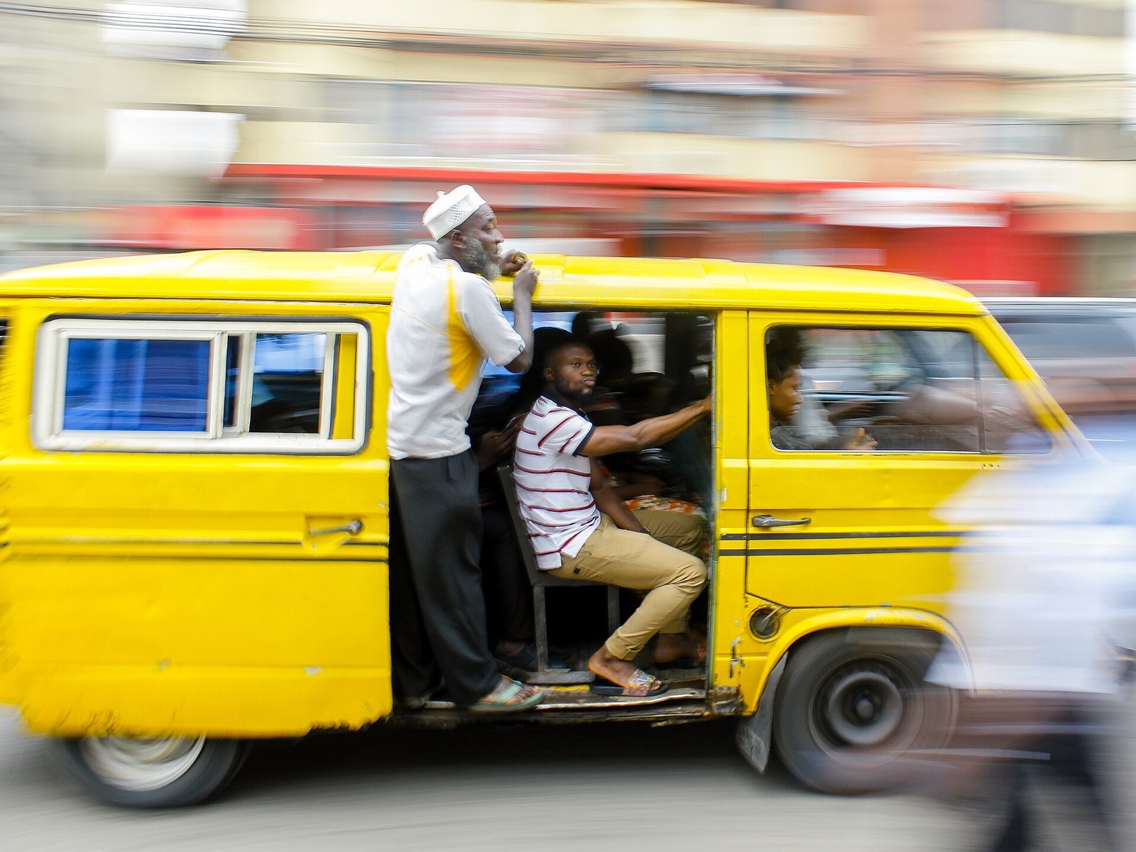Yellow danfo bus on a Lagos street