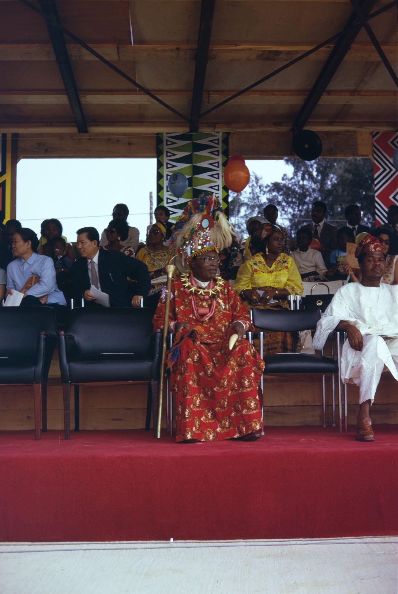 FESTAC ’77 Durbar performer on stilts — ceremonial arrival