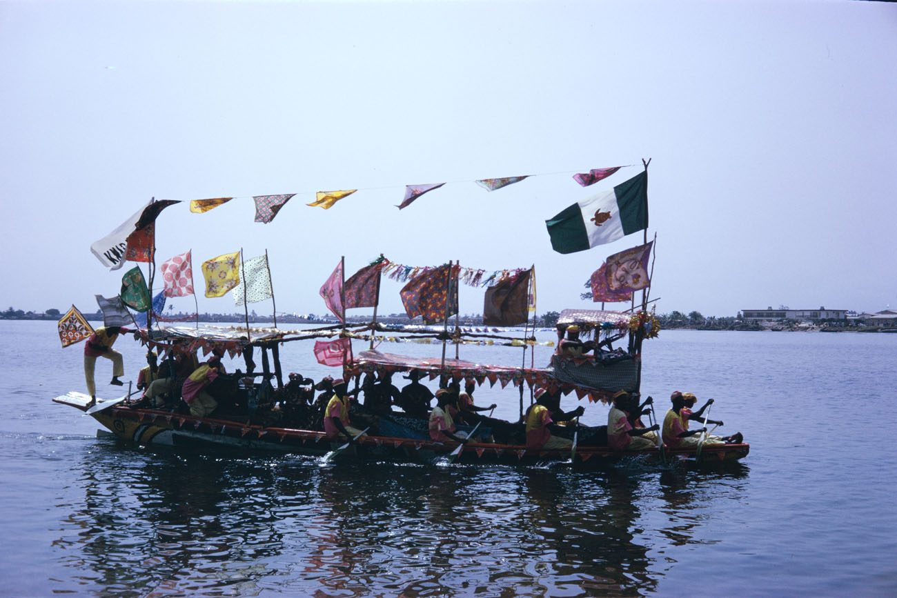 FESTAC ’77 canoe regatta on the Lagos lagoon
